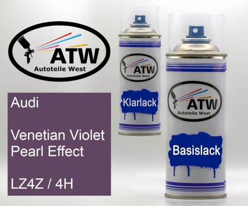 Audi, Venetian Violet Pearl Effect, LZ4Z / 4H: 400ml Sprühdose + 400ml Klarlack - Set, von ATW Autoteile West.